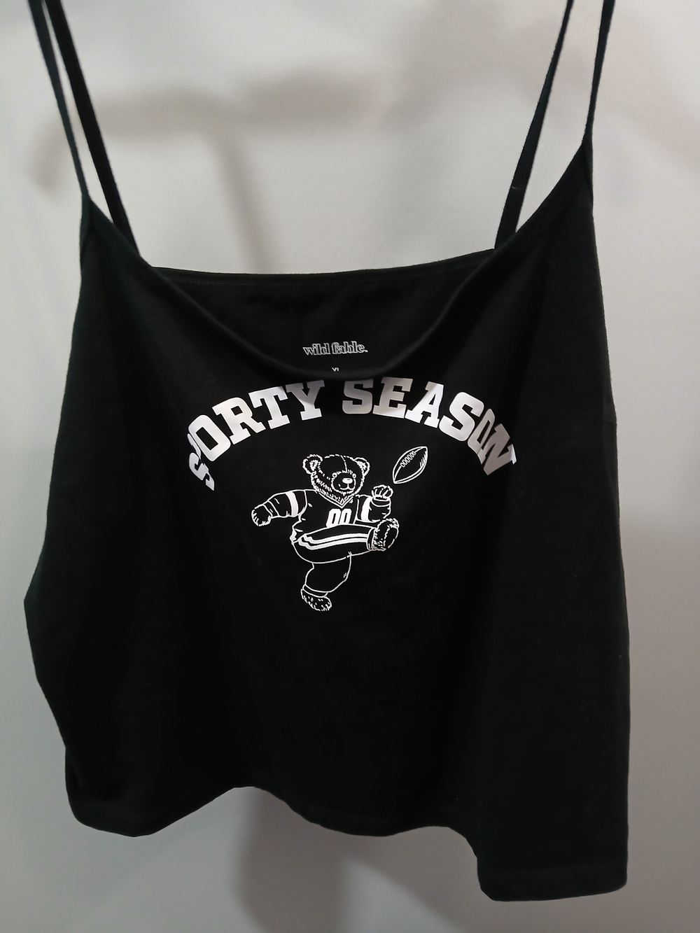 wild fable Black Graphic Cropped Camisole - White Print